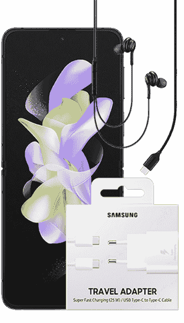 Samsung Galaxy Z Flip4 5G + ładowarka + słuchawki